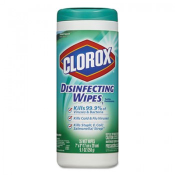 CLO 01593CT Clorox Disinfecting Wipes Fresh Scent 7 Inch  x 8 Inch 35 Sheets Per Canister 12 Canisters Per Case