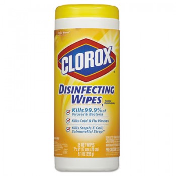 CLO 01594CT Clorox Disinfecting Wipes Crisp Lemon Scent 7 Inch  x 8 Inch 35 Sheets Per Canister 12 Canisters Per Case