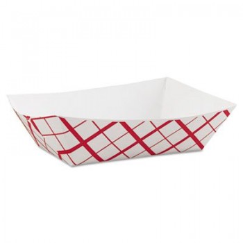 SCH 0425 3LB Red Plaid Food Dish 500 Per Case