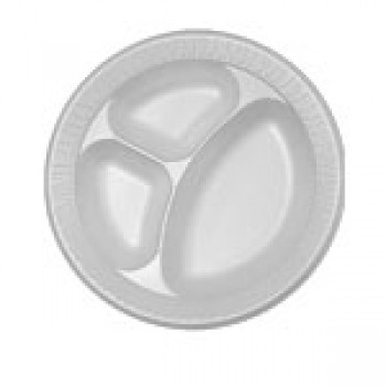 Dart DCC 10CPWQR 10.25 Inch Foam Laminated Compartment Plate 500 Per Case