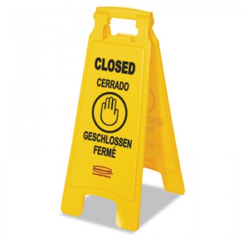 RCP 611278YEL Multilingual "Closed" Sign Yellow Plastic Per Each