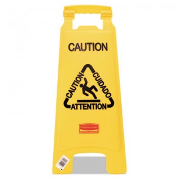 RCP 611200YW  Multilingual Floor Sign Caution Yellow