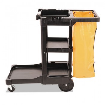 RCP 617388BLA Cleaning Cart With Zippered Yellow Vinyl Bag Per Each