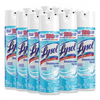 RAC 79329CT Lysol Spray Crisp Linen Scent 12-19oz Aerosol Cans Per Case