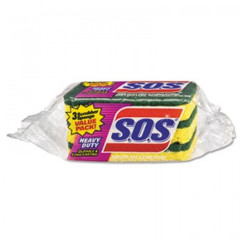 CLO 91029CT Clorox S.O.S. Heavy Duty Scrubber Sponges 3 Sponges Per Pack 8 Packs Per Case