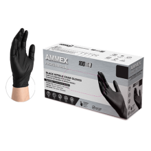 Ammex Corp AXCABNPF44100/GNEPMDK Black Medium Powder Free 3 MIL Nitrile Glove 100 Per Box