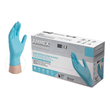 Ammex Corp AXC ABNPF48100/SFTGNPRMD1M Blue Meduim Powder Free 3 MIL Nitrile Gloves 100 Per Box