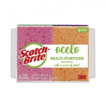 MMM7274FD/MMM C31/CS3 ocelo™ Vibrant Color Sponges 4.7 Inch x 3 Inch 0.6" Thick Assorted Colors 4 Per Pack