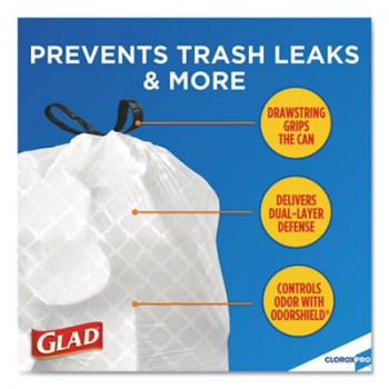 CLO 70427 White Forceflex Drawstring 13 Gallon Tall Kitchen Liners 100 Per Case CLO 70427 White Forceflex Drawstring 13 Gallon Tall Kitchen Liners 100 Per Case