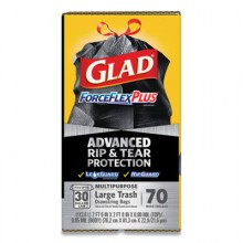 CLO 70358 Clorox Glad Drawstring Outdoor Trash Bags 30 Gallon 70 Bags Per Case