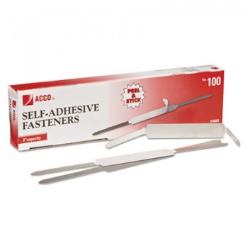 ACC 70020 Self-Adhesive Paper File Fasteners 2" Capacity 2 3/4" Center 100 Per Box