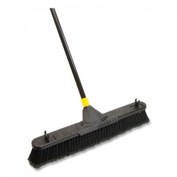 QCK 633  Smooth Surface Yellow/Black Push Broom 24 Inch Brush 60 Inch Handle Per Each