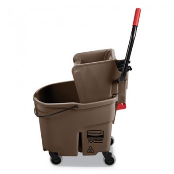 RCP FG758088BRN WaveBreak 2.0 35 QT Brown Bucket & Side Press Wringer Fits 12-32oz Mop Head